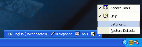 picture of language bar Windows
